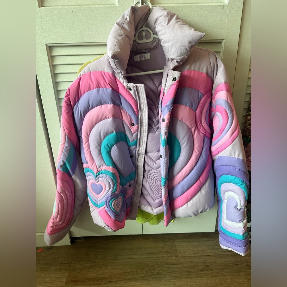 ERL heart patchwork jacket NWOT